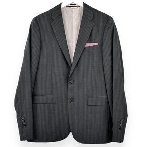 NWOT Brooks Brothers Red Fleece Gray Striped Single Breasted Wool Blazer sz 42L